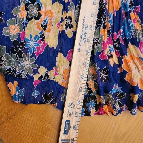 Free People Purple Floral Pleated Sheer Button Up Blouse Tunic Top Dress sz XS - Picture 12 of 12